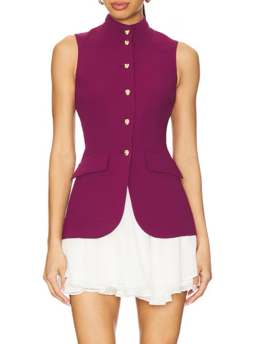 Amanda Uprichard Plum Sleeveless Mini Dress with White Skirt